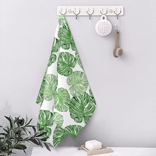 Green Plant Leaves Hand Towel, Decorative Towels Warming Gift for Bathroom Kitchen Bath Spa Gym 16"x27.5"