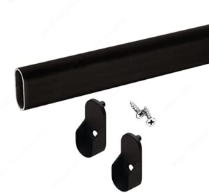 oval closet rod with end supports (matte black - 48 inch)
