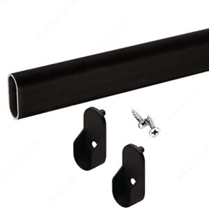 Oval Closet Rod with End Supports (MATTE BLACK - 48 inch)