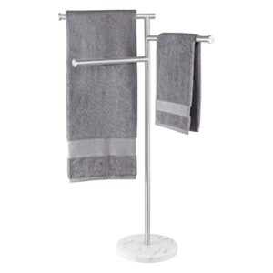 kes towel racks for bathroom, 40-inch swivel arms standing 3 bath towel racks with weighted marble base, sus304 stainless steel brushed finish, bth219-2