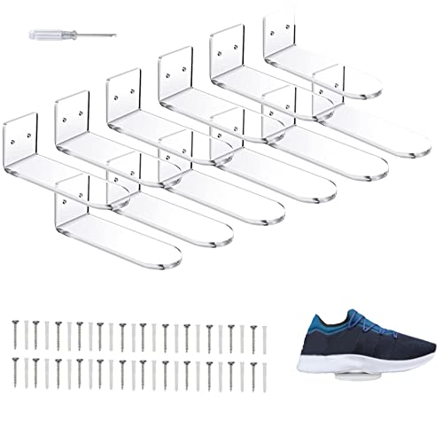 Clear Acrylic Floating Shelves for Wall Mount,Shoe Shelves,Floating Sneaker Display,Show Shelf,Wall Shoe Rack,Floating Shoe Display Shelf,Shoe Organizer Holder(12 pcs)