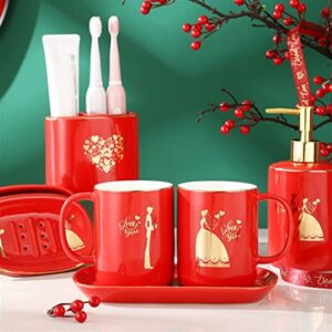 CZDYUF Toothbrush Set Couple Home Bathroom Mouthwash Cup Newly Married Bathroom Wash Set Ceramic