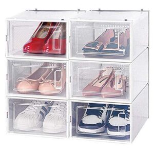 ajp distributors 6 collapsible stackable shoe organizer racks for closets and entryway shoes storage cabinet storage bins men women kids guest sneakers clear plastic boxes lids small medium or large