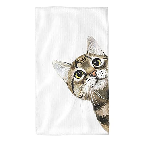 Mr.Tom Funny Cat Hand Face Towels Black Microfiber Towels Soft Bath Towel Absorbent Hand Towels Multipurpose for Bathroom Hotel Gym and Spa Towel 15.7X27.5 Inch