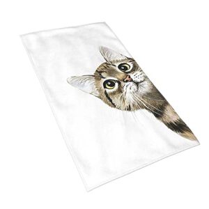 Mr.Tom Funny Cat Hand Face Towels Black Microfiber Towels Soft Bath Towel Absorbent Hand Towels Multipurpose for Bathroom Hotel Gym and Spa Towel 15.7X27.5 Inch