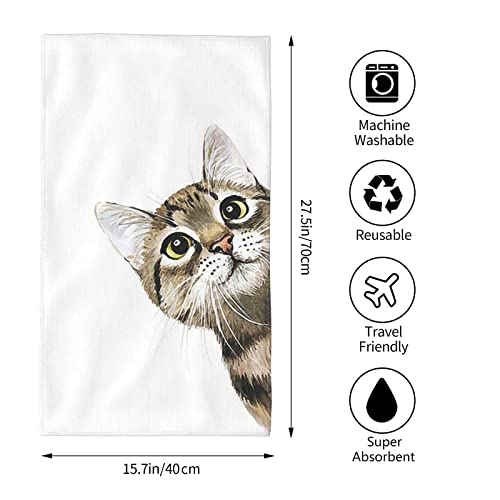 Mr.Tom Funny Cat Hand Face Towels Black Microfiber Towels Soft Bath Towel Absorbent Hand Towels Multipurpose for Bathroom Hotel Gym and Spa Towel 15.7X27.5 Inch