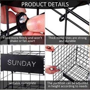 6 Tier Metal Hanging Closet Shelves Closet Hanging Organizer Wire Clothes Shelves with 9 S Hooks and 6 Name Plates Wall Mount Storage Basket Bins for Clothing Sweaters Shoes Handbags Clutches (Black)