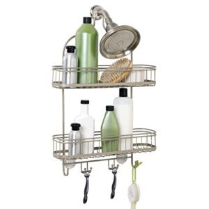 zenna home extra wide hanging over-the-shower caddy, satin nickel