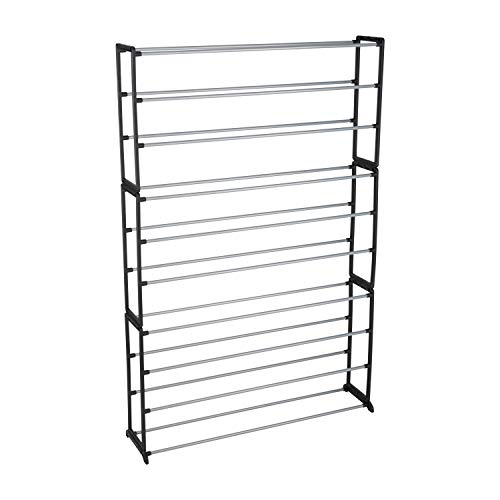 Simplify Free Standing Shoe Rack | 10 Tier | 50 Pair | Storage Shelf Organizer | Good for Sneakers | Heels | Boots | Pumps | Black