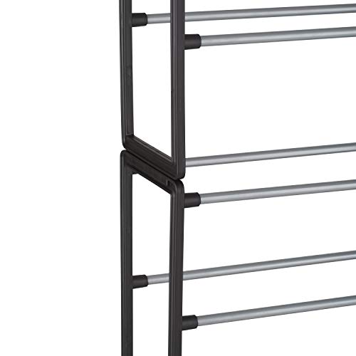 Simplify Free Standing Shoe Rack | 10 Tier | 50 Pair | Storage Shelf Organizer | Good for Sneakers | Heels | Boots | Pumps | Black