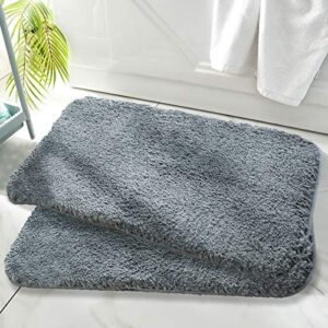 hallyona 20''x32'' bathroom rugs set, 2pcs washable non-slip striped pattern bath rugs for bathroom, indoor soft plush shaggy bathroom runner set(lava gray)