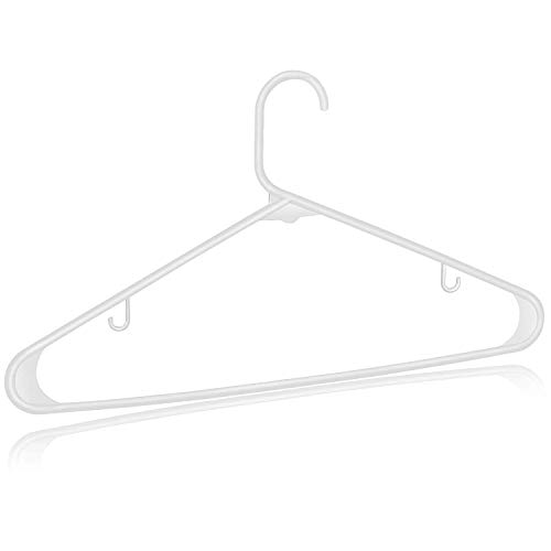 HomGarden Standard White Plastic Hangers, 100 Pack Plastic Tubular Clothes Hangers Adult Clothing Hangers