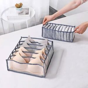 The WomenLand Wardrobe Clothes Organizer 2PCS, Washable 7 Grids Foldable Drawer Organizers for Clothing, Visible Drawer Mesh Separation Box for Jeans, T-shirt, Legging, Skirts, Kid Clothes