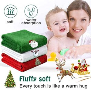 Yuntec Christmas Hand Towels Bathroom Washcloths 18"x 12" Cotton Christmas Kitchen Towel Set Holiday Dish Towels for Christmas Decorations & Cleaning (Pack of 3)