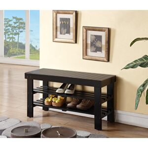 black finish solid wood storage shoe bench shelf by ehomeproducts