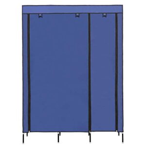 Hicient Portable Clothes Closet Wardrobe Storage Organizer with Breathable Fabric, Zippered Double Rod Closet, Easy to Assemble Strong Durability Bedroom Clothes Closet Organizer (Blue)