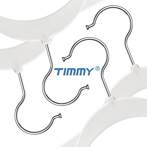 TIMMY Hangers Non-Slip Velvet Hangers - Suit Hangers (50-Pack) Ultra Thin Space Saving Coat Hanger and Heavy Duty Clothes Hangers Hold Up-to 10 Lbs-White/Silver