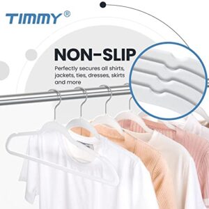 TIMMY Hangers Non-Slip Velvet Hangers - Suit Hangers (50-Pack) Ultra Thin Space Saving Coat Hanger and Heavy Duty Clothes Hangers Hold Up-to 10 Lbs-White/Silver