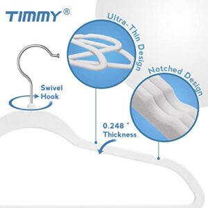 TIMMY Hangers Non-Slip Velvet Hangers - Suit Hangers (50-Pack) Ultra Thin Space Saving Coat Hanger and Heavy Duty Clothes Hangers Hold Up-to 10 Lbs-White/Silver