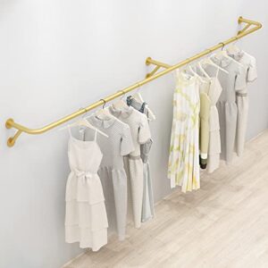 Wall-Mounted Clothing Garment Rack, Modern Simple Clothing Store Display Stand Garment Bar, Multi-purpose Hanging Rod Metal Pipe Clothes Rack, Closet Storage Clothes Organizer Towel Rack Clothes Rai