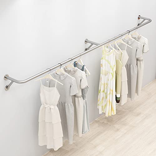 Wall-Mounted Clothing Garment Rack, Modern Simple Clothing Store Display Stand Garment Bar, Multi-purpose Hanging Rod Metal Pipe Clothes Rack, Closet Storage Clothes Organizer Towel Rack Clothes Rai