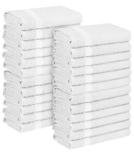 ZOYER Cotton Salon Towels - Gym Towel - Hand Towel - (24-Pack, White) Bleach Proof -16 inches x 27 inches - Ring Spun-Cotton, Maximum Softness and Absorbency, Easy Care.