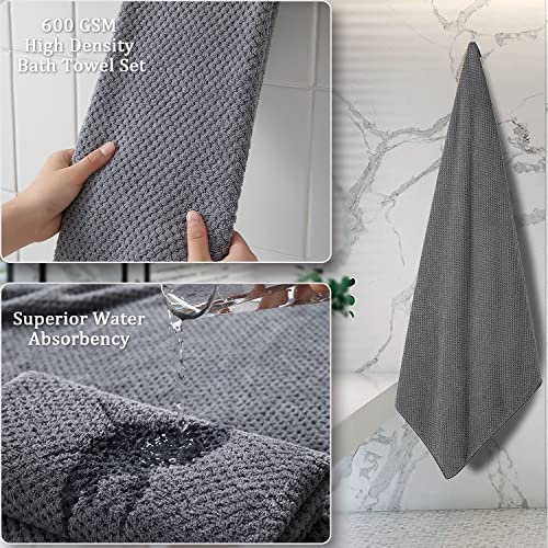 Bathroom Towel Set Dark Gray 4Pack-35x70 Towel,600GSM Ultra Soft Microfibers Bath Towel Set Large Plush Bath Sheet Towel,Highly Absorbent Quick Dry Oversized Towels Spa Hotel Luxury Shower Towels