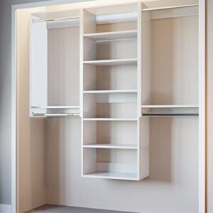 Closet Kit with Hanging Rods & Shelves - Corner Closet System - Closet Shelves - Closet Organizers and Storage Shelves (White, 96 inches Wide) Closet Shelving