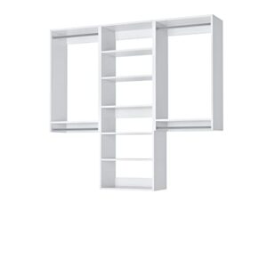 Closet Kit with Hanging Rods & Shelves - Corner Closet System - Closet Shelves - Closet Organizers and Storage Shelves (White, 96 inches Wide) Closet Shelving