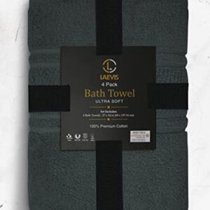 Laevis 100% Cotton Luxury Bath Towels - Towels for Bathroom - 600 GSM Pack of 4 (27" x 54") Ultra Soft and Fluffy Bath Towel - Highly Absorbent Bath Towel - Oeko Tex Certified (Grey)