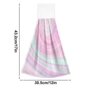 Alaza Rainbow Unicorn Marble Kitchen Towels with Hanging Loop Absorbent & Fast Drying Dishtowels Set of 2