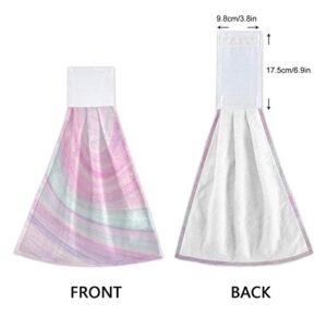 Alaza Rainbow Unicorn Marble Kitchen Towels with Hanging Loop Absorbent & Fast Drying Dishtowels Set of 2