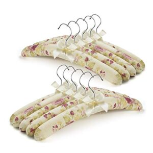 padded clothes hangers for sweaters – women padded coat hangers- foam hanger non slip satin canvas covers for adults wedding bridesmaid (pack of 10)