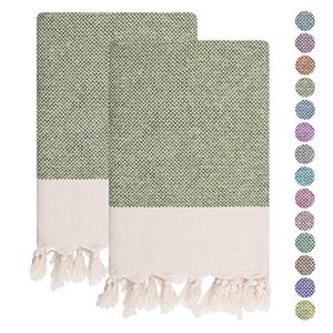 emyyr hand towels for bathroom - kitchen - set of 2 -0 cotton - pre washed, quick dry, soft, 17x37' - decorative hand towel - hand towels for bathroom clearance, bath, face, tea towels 01 (green1)