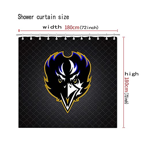 Deerno 4 Pcs Shower Curtain Set with Toilet Lid Cover Mat Non-Slip Rug Bath Mat and Waterproof Shower Curtains with Hooks American Sports Football Bathroom Decoration Machine Washable