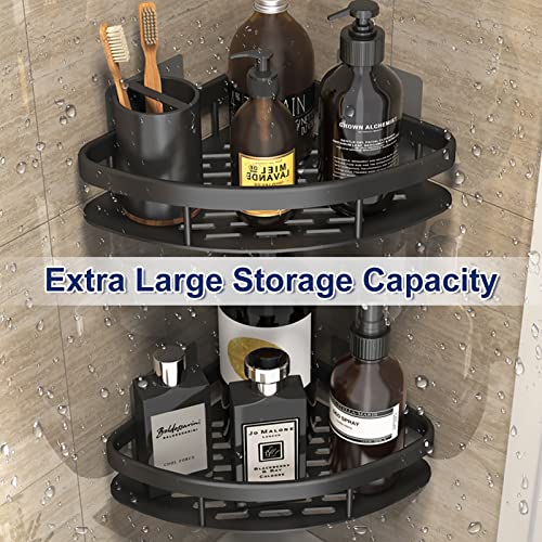 Mangoton Shower Caddy Corner, 2 Pack Corner Shelf, Bathroom Organizer, Waterproof & Rustproof Corner Shelf Bathroom,Corner Wall Shelf, Matte Black, 8''3 x 11 x 2''2