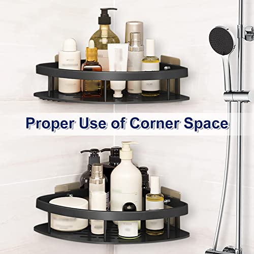 Mangoton Shower Caddy Corner, 2 Pack Corner Shelf, Bathroom Organizer, Waterproof & Rustproof Corner Shelf Bathroom,Corner Wall Shelf, Matte Black, 8''3 x 11 x 2''2