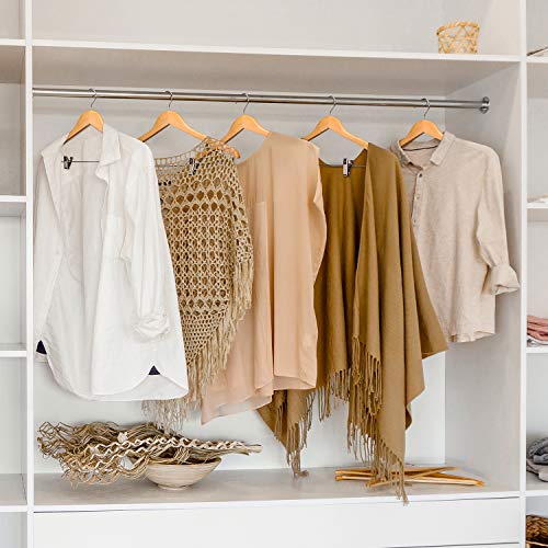 HOUSE DAY 12 Pack High-Grade Wooden Suit Hangers Skirt Hangers with Clips Solid Wood Pants Hangers Natural Smooth Finish Premium Wood Hangers with Durable Metal Clips for Blouse, Dress, Coat, Jacket