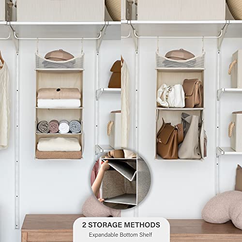 StorageWorks 4 Section Hanging Closet Organizer with Garment Rod, Adjustable Hanging Closet Organizers