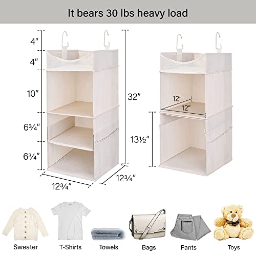 StorageWorks 4 Section Hanging Closet Organizer with Garment Rod, Adjustable Hanging Closet Organizers