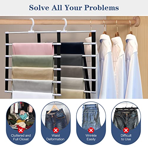 2 Pack Pants-Hangers-Space-Saving,Al Alloy-Closet-Organizers-and-Storage,Folding Non-Slip-Closet-Organizer-Clothes-Organization-and-Storage Jeans Trousers Scarf Hangers,College-Dorm-Room-Essentials