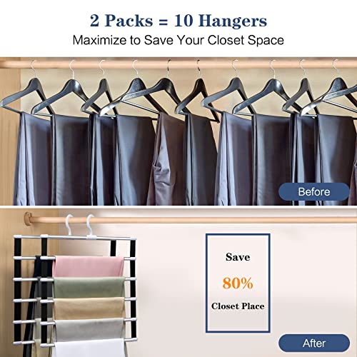 2 Pack Pants-Hangers-Space-Saving,Al Alloy-Closet-Organizers-and-Storage,Folding Non-Slip-Closet-Organizer-Clothes-Organization-and-Storage Jeans Trousers Scarf Hangers,College-Dorm-Room-Essentials