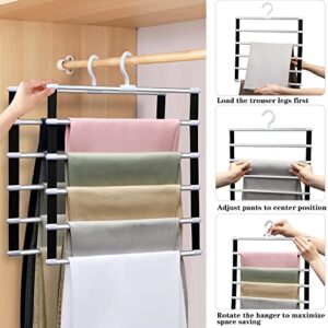 2 Pack Pants-Hangers-Space-Saving,Al Alloy-Closet-Organizers-and-Storage,Folding Non-Slip-Closet-Organizer-Clothes-Organization-and-Storage Jeans Trousers Scarf Hangers,College-Dorm-Room-Essentials