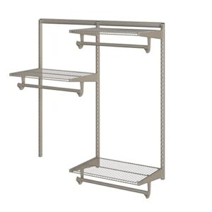 knape & vogt culture 4 ft. steel closet organization system with, 3 champagne nickel wire shelves