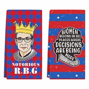 cheroloven notorious rbg gifts for women, 2 pack ruth bader ginsburg hand towels for kitchen bathroom use, feminist birthday housewarming gifts for rbg fans lawyer librarian