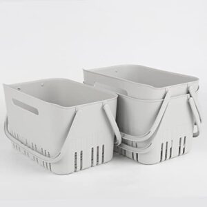 3 packs portable plastic storage baskets,eyluck plastic organizer storage baskets with handles,shower caddy basket organizer bins for kitchen bathroom-11 x 7.7 x 6.2 inch ,grey