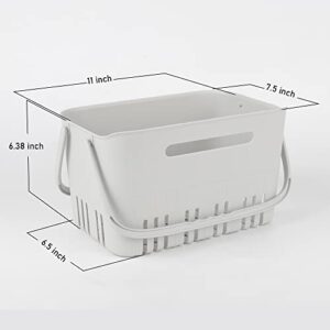 3 Packs Portable Plastic Storage Baskets,Eyluck Plastic Organizer Storage Baskets with Handles,Shower Caddy Basket Organizer Bins for Kitchen Bathroom-11 x 7.7 x 6.2 Inch ,Grey