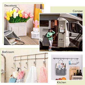 8 Pcs Wall Hanging Storage Bag Waterproof Wall Linen Organizer Wall Basket with Pocket, Wall Hanging Bag Hanging Closet Organizer with 8 Pieces Sticky Hooks for Bedroom Bathroom Kitchen Dormitory