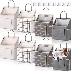 8 pcs wall hanging storage bag waterproof wall linen organizer wall basket with pocket, wall hanging bag hanging closet organizer with 8 pieces sticky hooks for bedroom bathroom kitchen dormitory