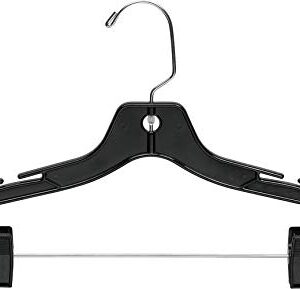 The Great American Hanger Company Matte Black Plastic Combo Hanger w/Adujstable Clips, Box of 100 Space Saving Hangers w/Notches and 360 Degree Nickel Swivel Hook for Shirt Dress or Skirt